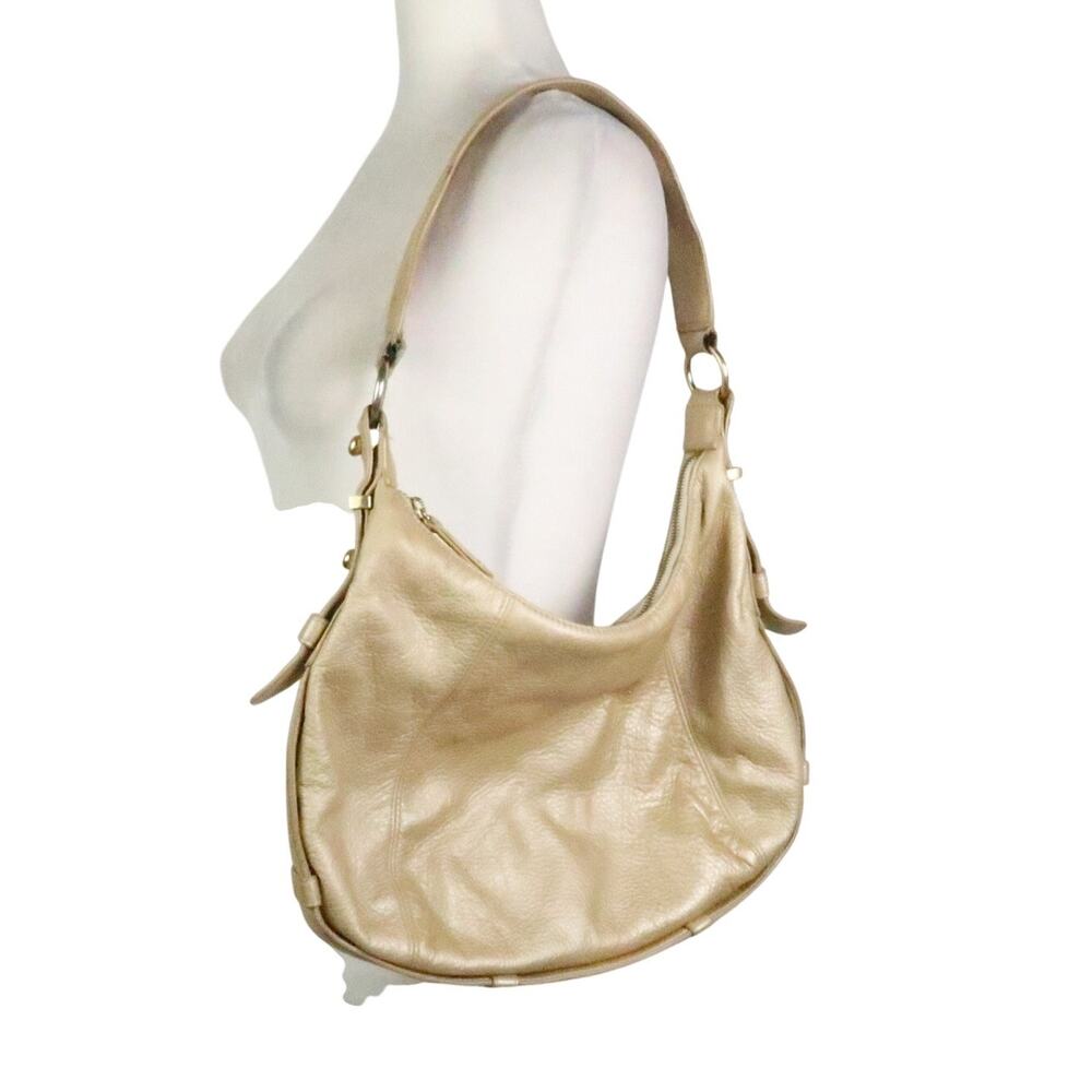 Enzo Angiolini Gold Metallic Leather Hobo Shoulder Bag Purse
